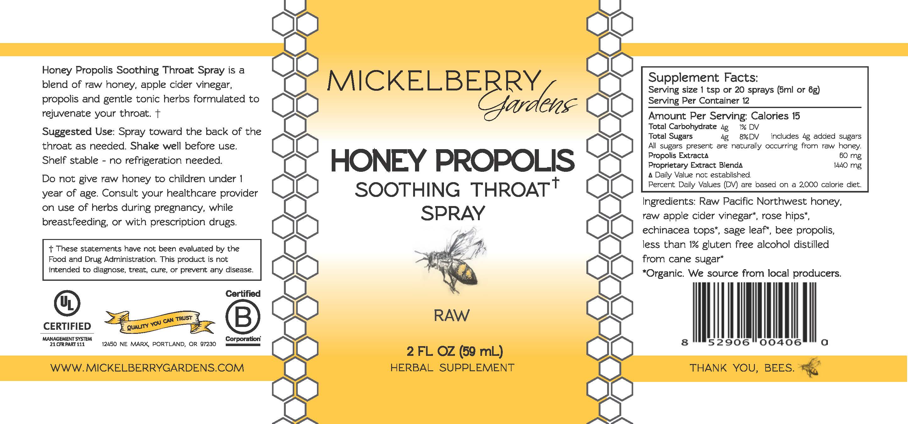 Honey Propolis Throat Spray – Mickelberry Gardens