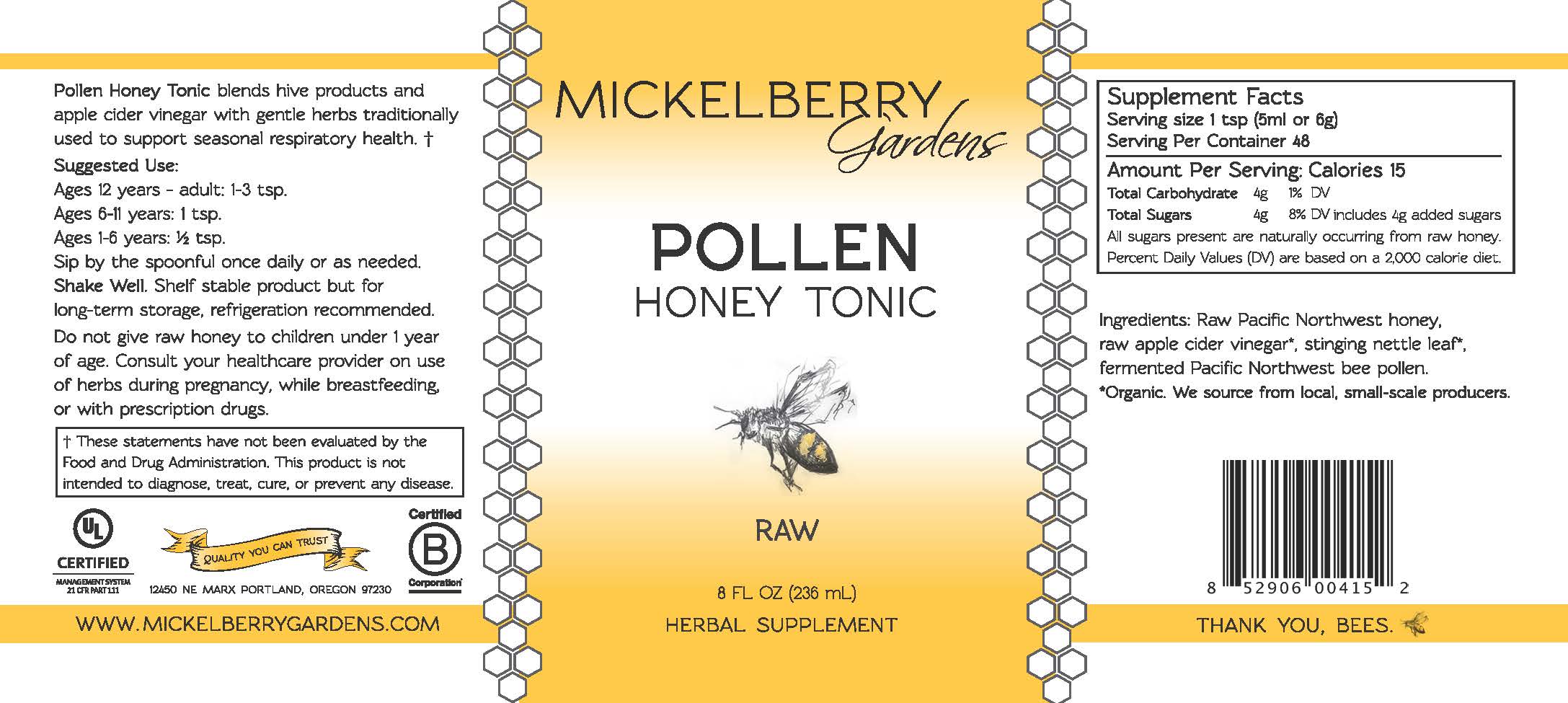 Pollen Honey Tonic – Mickelberry Gardens